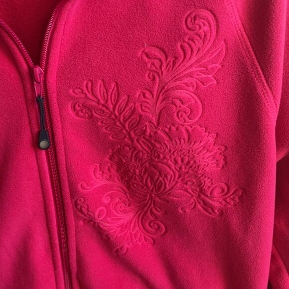 FUDA Bright Red Full Zip Cozy Fleece w/Embroidered Design & Pockets (Size: Med) - Picture 8 of 14